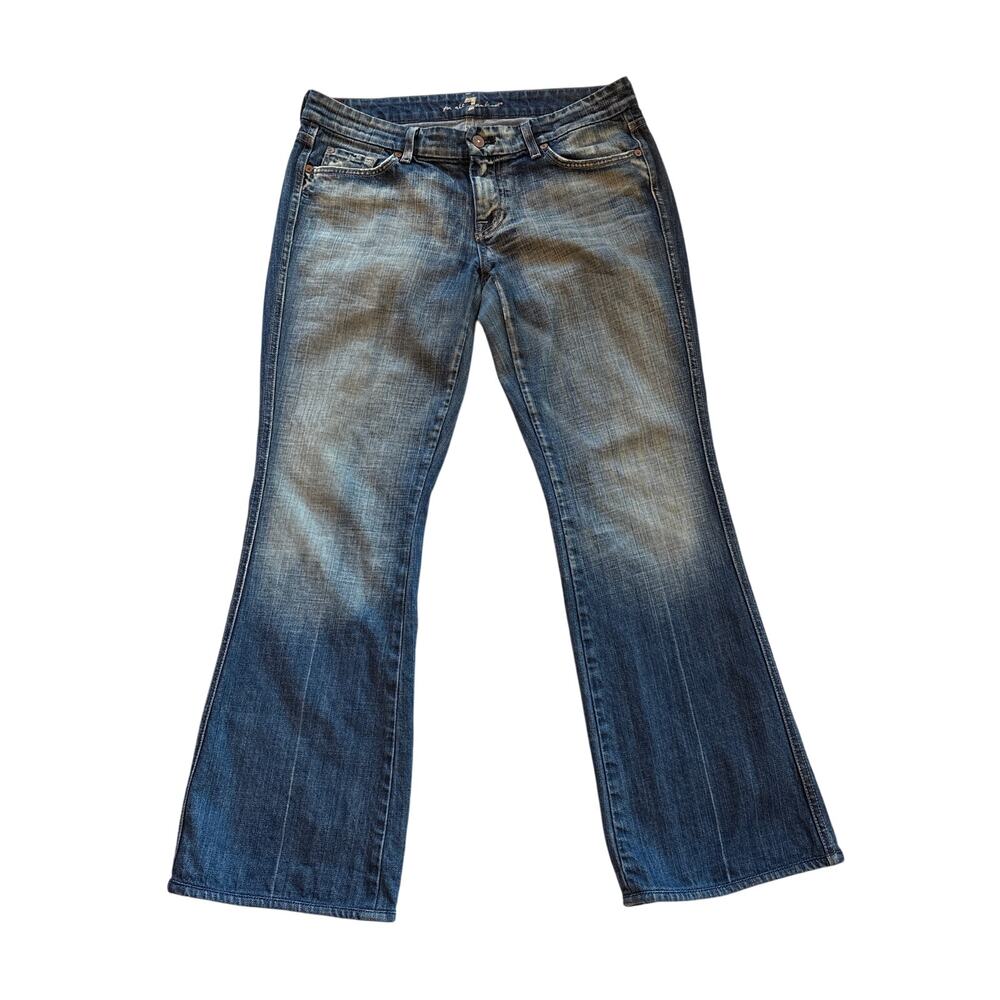 7 For All Mankind Jeans Womens 30 Blue A Pocket Stretch Distressed USA Made READ